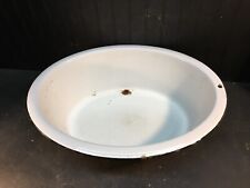 Old White Enamel Tub Oval Wash Bowl Pan 20.5