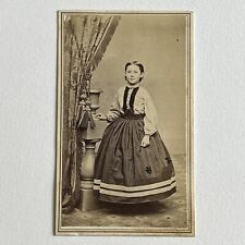 Antique CDV Photograph Fashionable Little Girl Kalamazoo MI Civil War Era picture