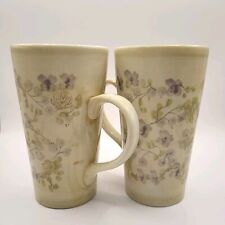 Sherwood Brands Pawtucket RI Hand Painted Floral Coffee Mugs Set Of 2 picture