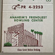 Vintage 1950s Linbrook Bowl Anaheim CA Matchbook Cover Midcentury Bowling Alley picture