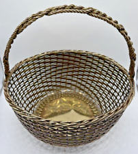 Vintage Solid Woven Brass Basket 8