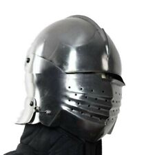 Functional 16G Steel Medieval Knight Pig Face Bascinet Helmet WMA SCA LARP Armor picture