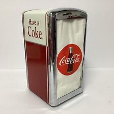 Vintage Coca Cola Napkin Holder Dispenser 1992 Red Chrome 50's Diner Style Coke picture