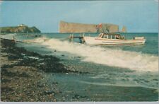 At Picturesque Perce P. L. Surf Scene On South Beach Chrome Vintage Post Card picture