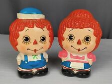 Vtg 70s Raggedy Andy Anne Ceramic Coin Piggy Bank Japan picture