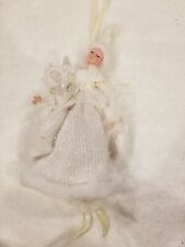 Woodland Fairy Pixie Sprite White & Clear Ornament Poseable 8