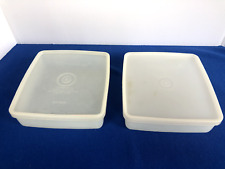2 Vtg Tupperware Sheer Square- A- Way Containers Sandwich Snacks #670 Sheer Lids picture
