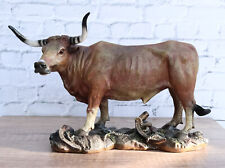 Western Lifelike North American Texas Longhorn Cattle Cow Steer Figurine 11.5