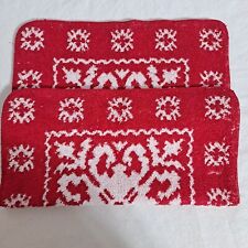 Vintage Washcloth Sculpted Red White 60s 70s USA Colorful Deadstock Set x 2 picture