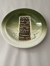 Vintage Mid Century Modern Sasha B 9 1/4” Enameled Plate J22 Green Skyed Totem picture