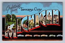 Traverse City MI- Michigan, General LARGE LETTER Greetings, Vintage Postcard picture