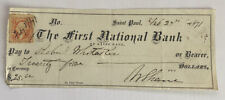Vintage 1871 Check ~ First National Bank of St. Paul Minnesota MN $25 picture