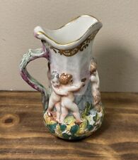 Vintage Italian Capodimonte Small Porcelain Milk Pitcher / Creamer High Relief picture