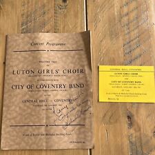 Central Hall Coventry “Luton Girls’ Choir” Programme and ticket Jan 14th 1961 picture