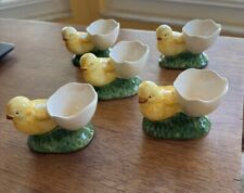 Cute Set 5~Bordallo Pinheiro William Sonoma Chick Egg Cup Holders~Portugal picture