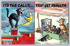Postcard Cats Artist Signed Tony Roy It's The Calls That Get Results Unposted picture