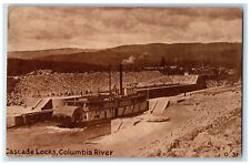 c1940s Cascade Locks Steamship Scene Columbia River Oregon OR Unposted Postcard picture