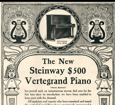1905 Steinway Piano Zither Harp Bust Column Pillar Art Nouveau Clamshell 8590 picture