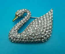 Vintage Swarovski SWAN Pin/Brooch Silver Tone, Pave Crystals Swan Mark picture