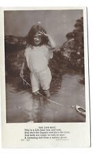 1910 Little Girl Ocean The LIFE BOAT Poem Clifton Bingham Postcard Drowning Doll picture