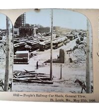 May 27th 1896 St. Louis MO Tornado Peoples Railway Car Sheds Stereoview L1 picture