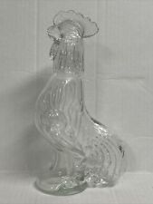 Vintage Glass Rooster Decanter Bottle Clear 12” picture