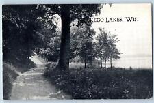 c1910's Muskego Lakes Wisconsin Dirt Road Trees Lake Over View Antique Postcard picture