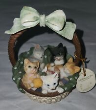 ARTISAN FLAIR Greetings BASKET OF KITTENS w Tag picture
