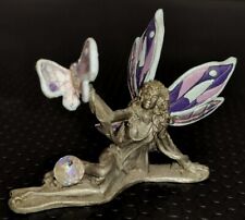1992 Gallo Ridolfo Yahre Pewter Fairy With Crystal Ball & Butterfly 2¼