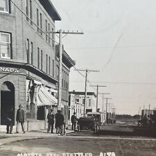 Early 1900s real photo postcard of “Alberta Avenue – Stettler Alberta Canada” picture