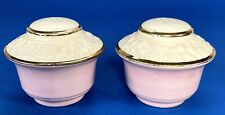 Vintage Pink Salt & Pepper Shakers Embossed Grapes Leaves Shabby Country Cottage picture