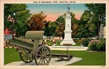 Canon, Monument Park, Houlton, Maine ME linen Postcard picture