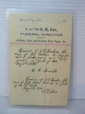 1895 S.D. Coe Funeral Director - David City, Nebraska Billhead picture