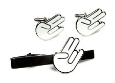 Shocker Two Pink One Stink Racing Race Car Tie Bar Clip Cufflink Cuff Links Set picture