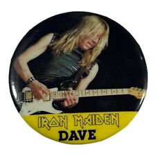 Vintage 1984 Iron Maiden licensed button pin Button Dave Guitar Player 1” picture