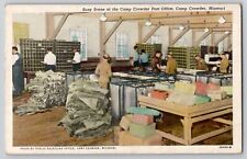 Busy Day Sorting Mail US Army Camp Crowder Post Office MO Linen Postcard WW2 picture