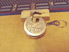 antique/vintage FRAIM HARVARD 6 lever push key pancake padlock w/key  B64 picture