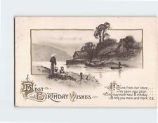 Postcard Best Birthday Wishes with Poem and Art Print picture