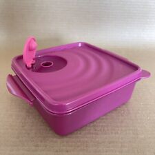 Tupperware Crystal Wave Square A Way Microwave Lunch Container #4909 Magenta picture