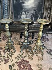 Italian Bronze Baroque Church Altar Candlesticks Religious Candle Holder Set picture
