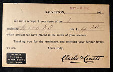 1901 Vtg CLARKE & COURTS Blank Books GALVESTON Texas Postcard Receipt OLIVE TX picture