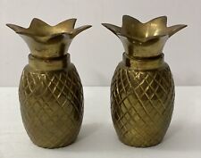 Vintage Solid Brass Pineapple Salt and Pepper Shakers 3