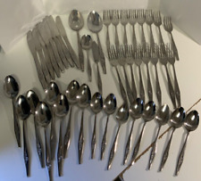 Vtg Stainless Steel Flatware Silverware Rose Pattern 44 Pc Service For 8 Japan picture