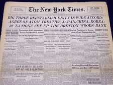 1945 DECEMBER 28 NEW YORK TIMES - BIG THREE REESTABLISH UNITY IN ACCORD - NT 268 picture