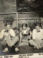 (AmF) FOUND Photograph 3 Kids With Boston Terrier Dog EARLY Photo 1912 picture