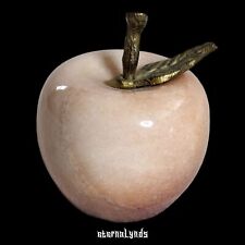Vintage Lenox Marble Brass Apple Paperweight Polished Stone Pink/Cream 1980s/90s picture
