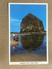 Postcard Oregon OR Scenic Coast Beach Haystack Rock Monolith Vintage PC picture