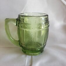 Vintage Green Glass Barrel Shape Toothpick Holder Shot Glass  picture