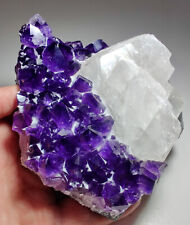 Amethyst crystals with Calcite nice sized display piece. Brazil. 2.2 lbs. Video. picture