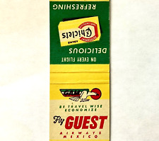 1950’S GAM-GUEST AIRWAYS MEXICO & CHICLETS “ON EVERY FLIGHT” MATCHBOOK COVER picture